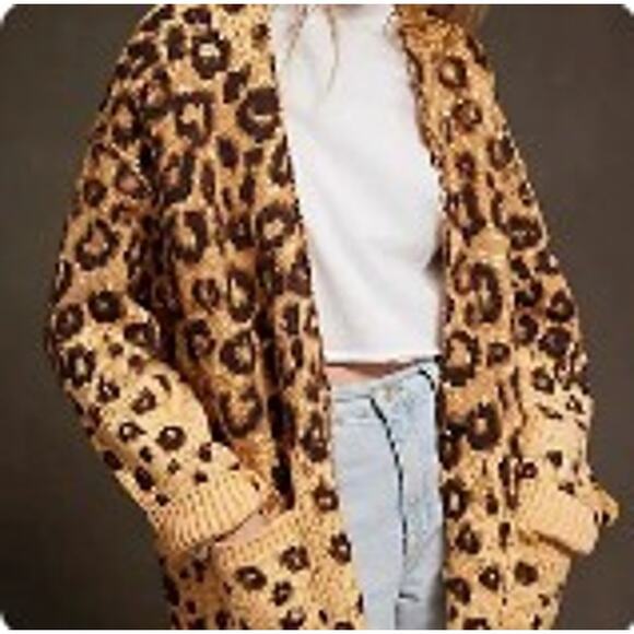 Medium PTP 27" | Free People | NWOT | Stateside Cardigan Animal Print - Picture 1 of 1